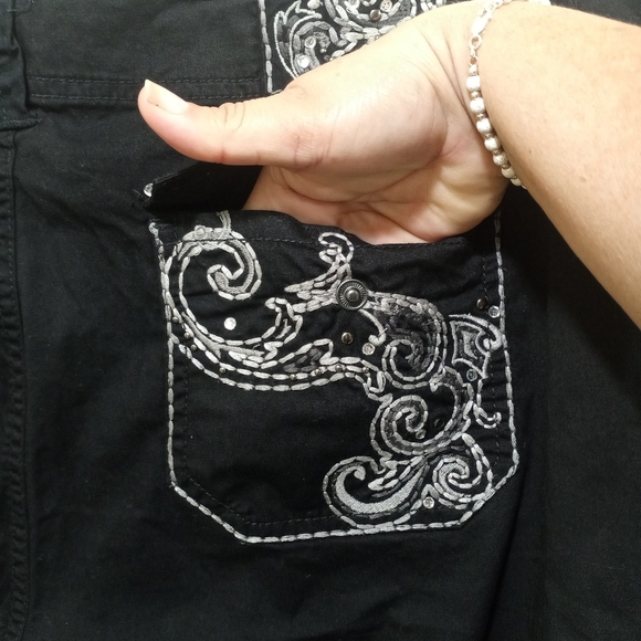 Style & Co. Black Trousers with Embroidered Detail - Picture 6 of 7